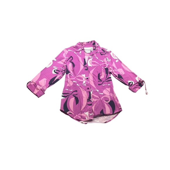 Vintage Michael Simon womens crinkle ruffle tie cuff button up top Medium‎ - Picture 1 of 7